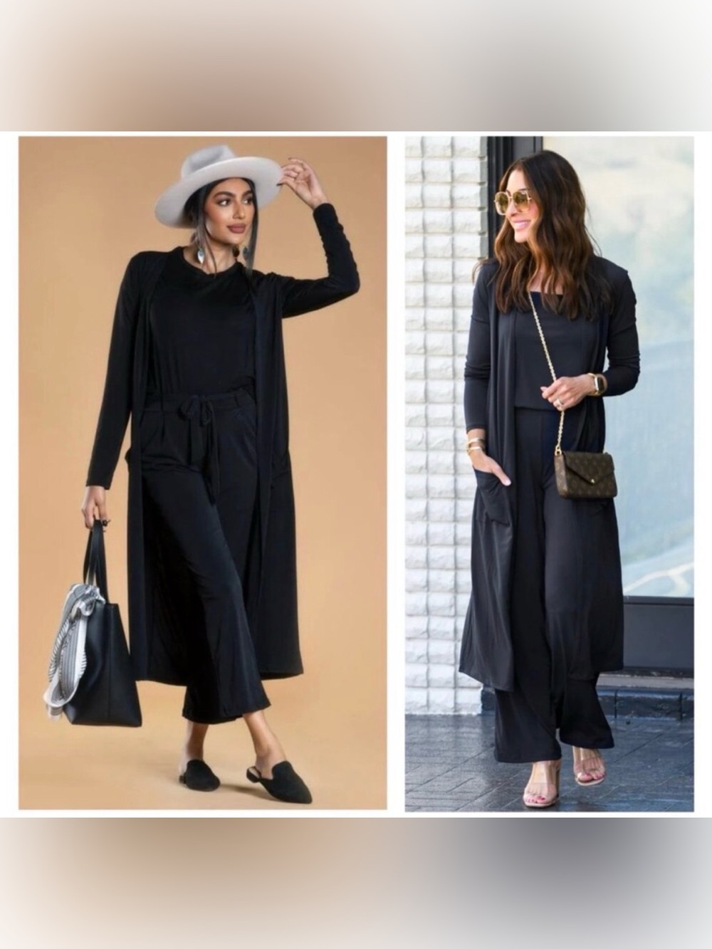 Brigitte Brianna Lifestyle Cardigan Duster Longline Slinky Black size S Relaxed